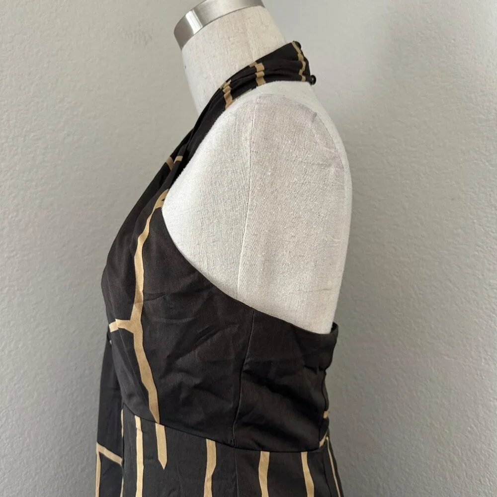 Banana Republic Factory Wrap Halter Neck Midi Dress Sleeveless Polyester Brown P - Picture 6 of 15